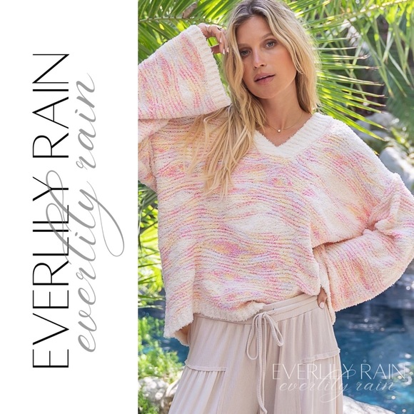 LAST ONE! Super Soft Pink & Cream Marble Sweater - Picture 3 of 15